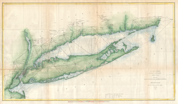 Sketch B. No. 2 Showing the Triangulation & Geographical Positions in Section No. II From New York City to Point Judith. - Main View