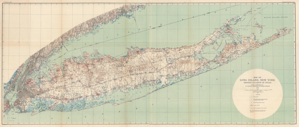 Map of Long Island, New York showing Locations of Wells. - Main View