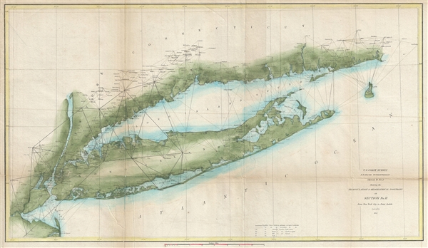 Sketch B. No. 2 Showing the Triangulation & Geographical Positions in Section No. II From New York City to Point Judith. - Main View