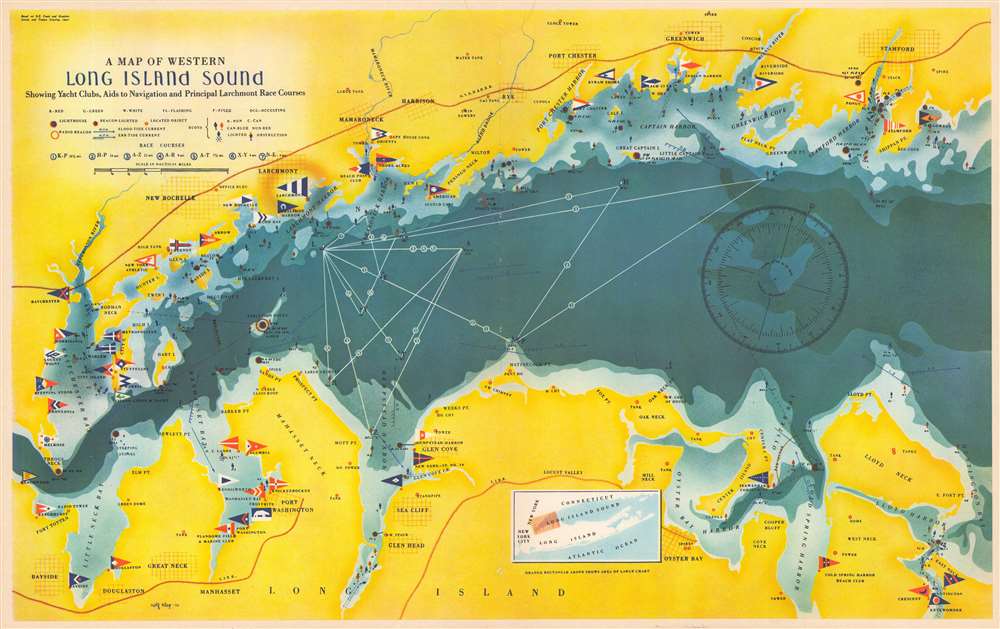 A Map of Western Long Island Sound: Showing Yacht Clubs, Aids to Navigation and Principal Larchmont Race Courses. - Main View