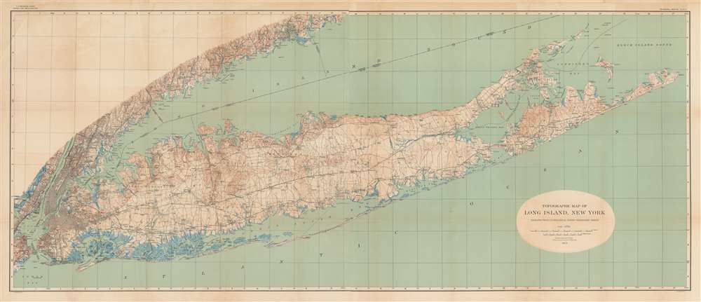 Topographic Map of Long Island, New York. - Main View