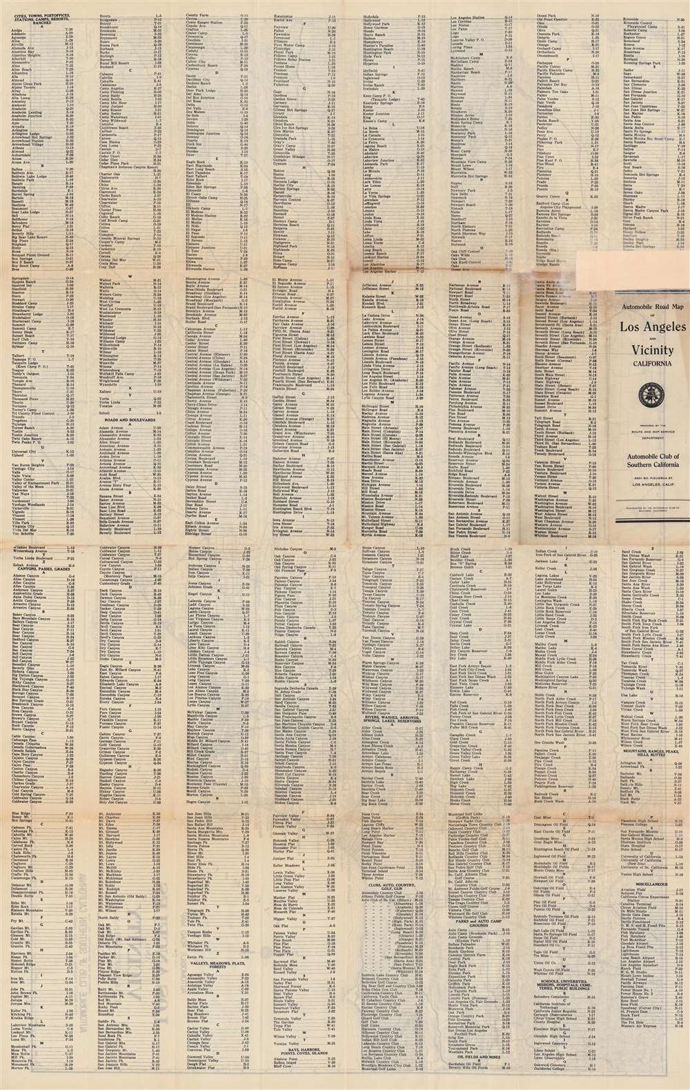 Automobile road map of Los Angeles and vicinity, California. - Alternate View 2