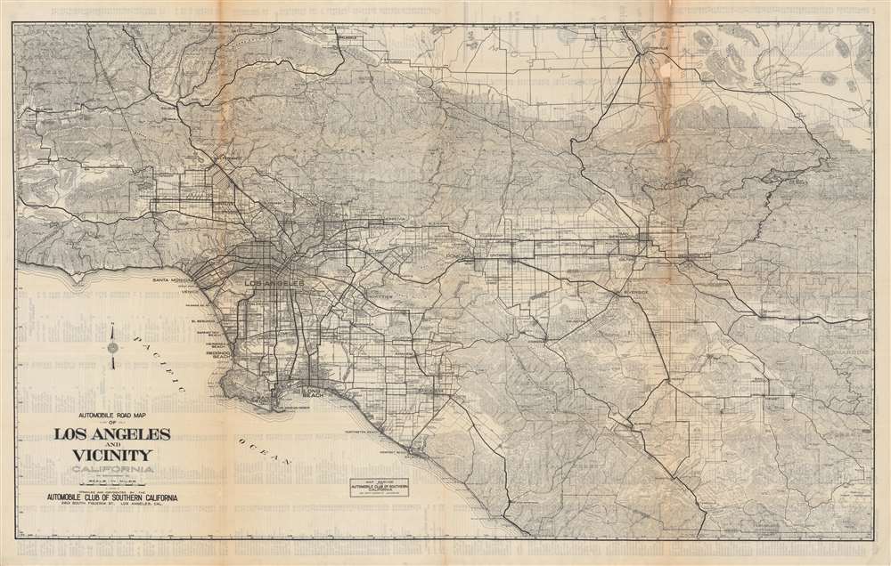Automobile road map of Los Angeles and vicinity, California. - Main View