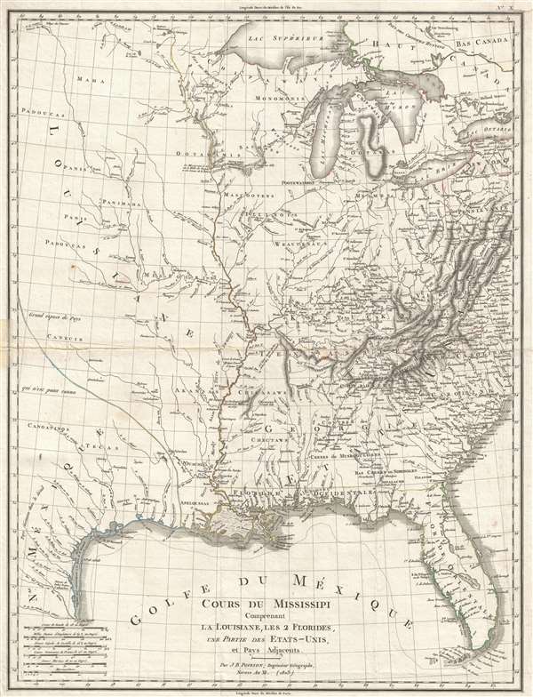 Cours Du Mississipi Comprenant La Louisiane, Les 2 Florides, Une Partie Des Etats-Unis, et Pays Adjacents. - Main View