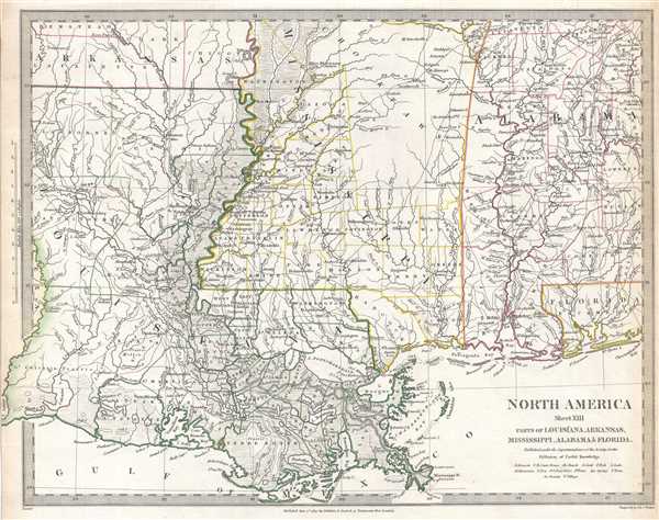 North America Sheet XIII Parts of Louisiana, Arkansas, Mississippi