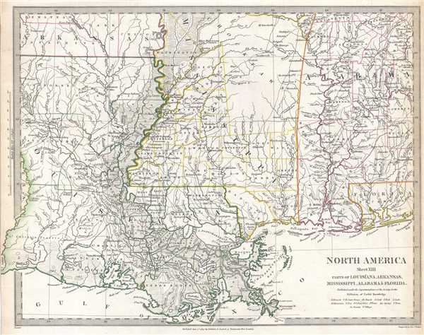 North America Sheet XIII Parts of Louisiana, Arkansas, Mississippi, Alabama  and Florida.: Geographicus Rare Antique Maps