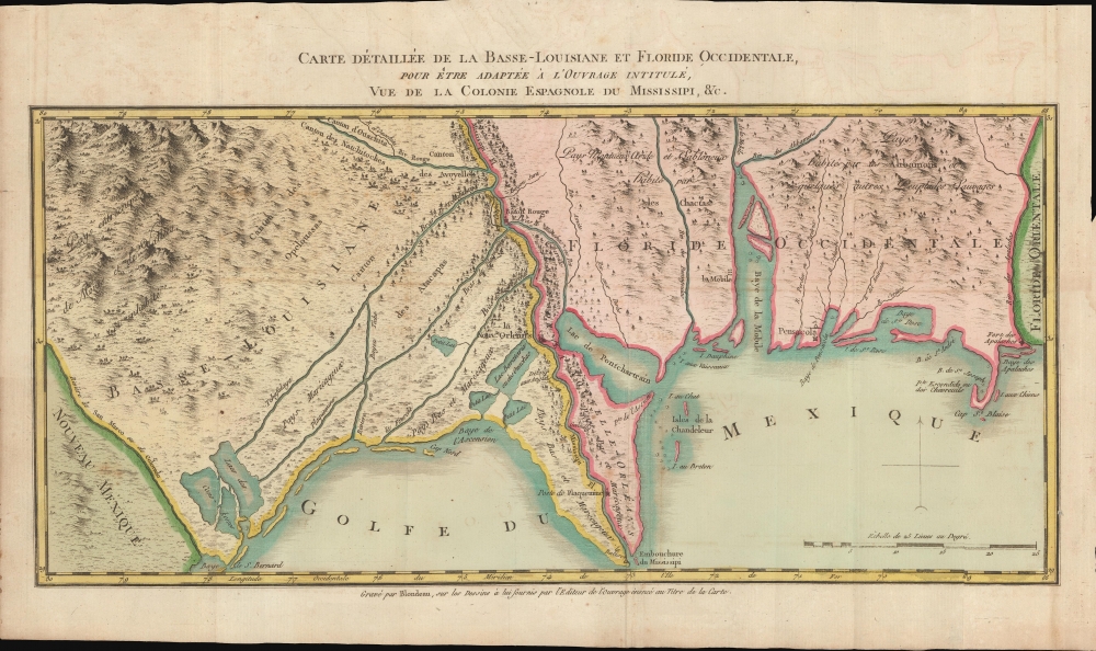 Carte Détaillée de la Basse-Louisiane et Floride Occidentale, pour étre adaptée à l'Ouvrage intitulé, Vue da la Colonie Espagnol due Mississipi, et c. - Main View