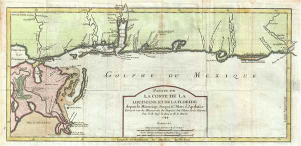 Partie de La Coste de la Louisiane et de La Floride depuis le Mississipi Jusqua St. Marc d'Apalache. Dressee sur les Manuscrits du Depost des Plans de la Marine. - Main View