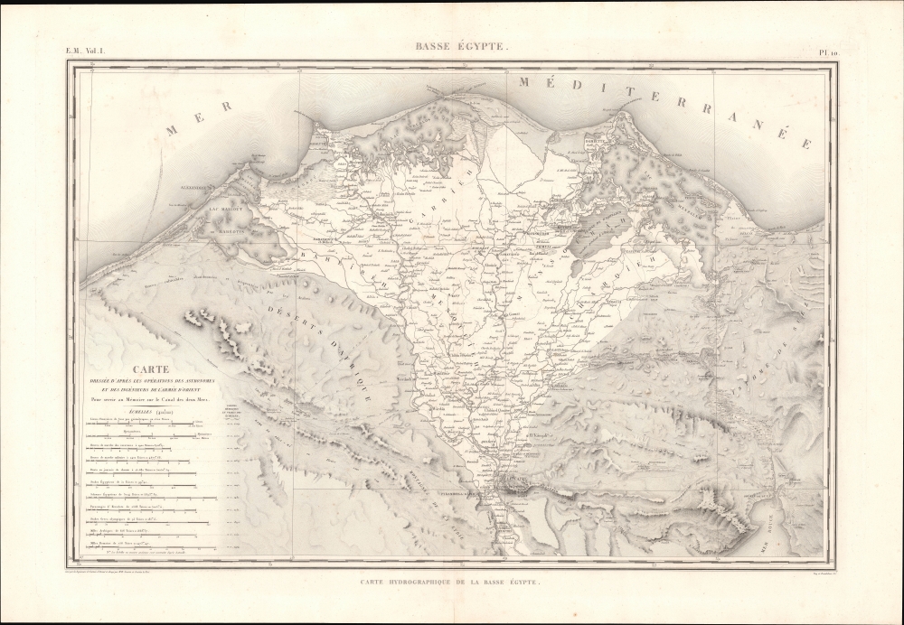E. M. Vol. I. Pl. 10. Basse Égypte. Carte hydrographique de la Basse Égypte. - Main View
