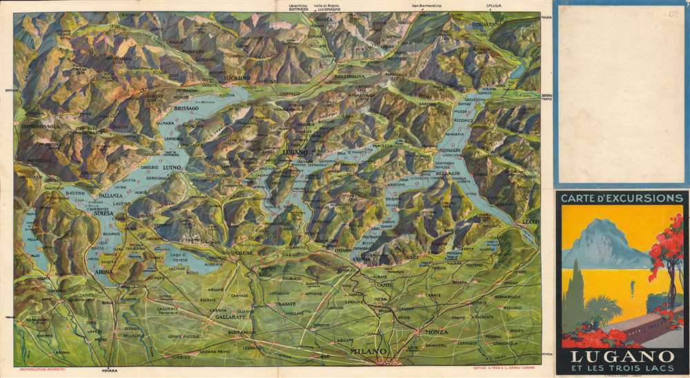 Carte d`Excursions, Lugano et les trois lacs. - Main View