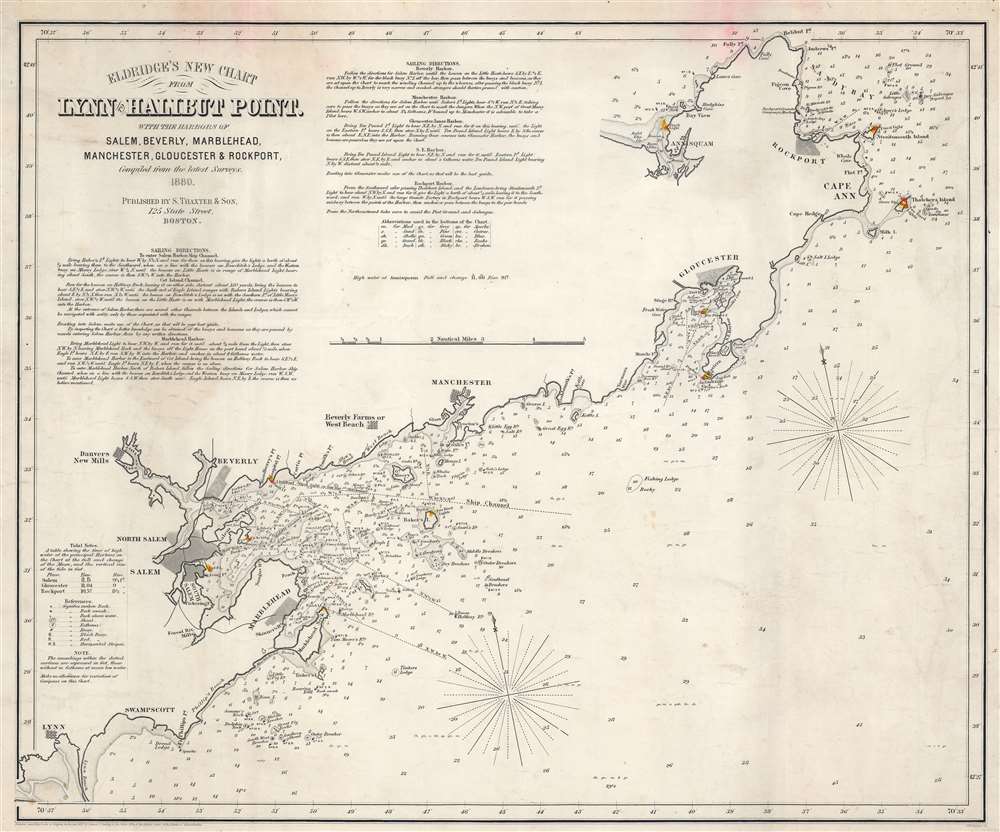 Eldridge's New Chart From Lynn to Halibut Point. With the Harbors of Salem, Beverly, Marblehead, Manchester, Gloucester, and Rockport. - Main View