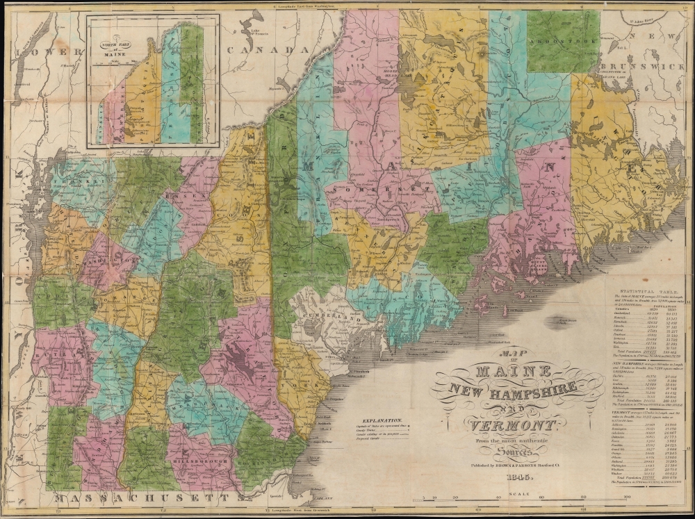 Map of Maine New Hampshire and Vermont, From the most authentic Sources. - Main View