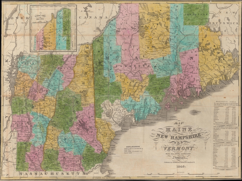 Map of Maine New Hampshire and Vermont, From the most authentic Sources 