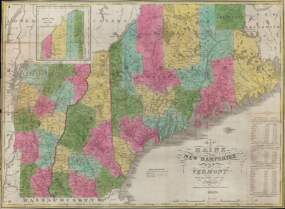 Map of Maine New Hampshire and Vermont, From the most authentic Sources. - Main View