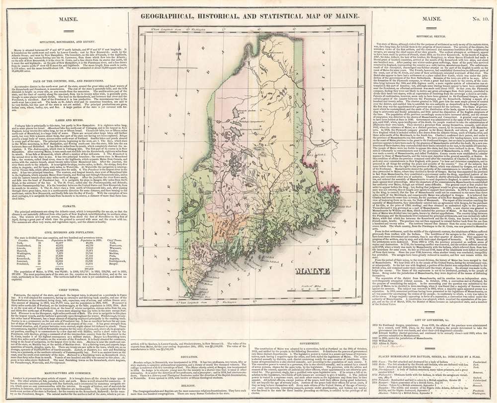 Geographical, Statistical, and Historical Map of Maine. - Main View