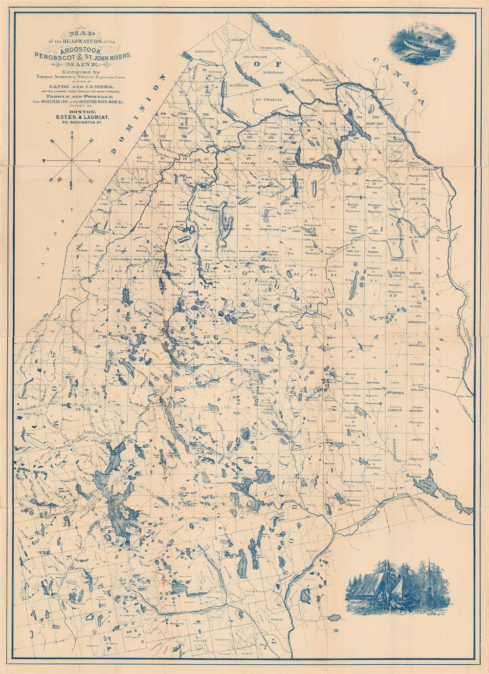 Map of the Headwaters of the Aroostook, Penobscot, and St. John Rivers, Maine. - Main View