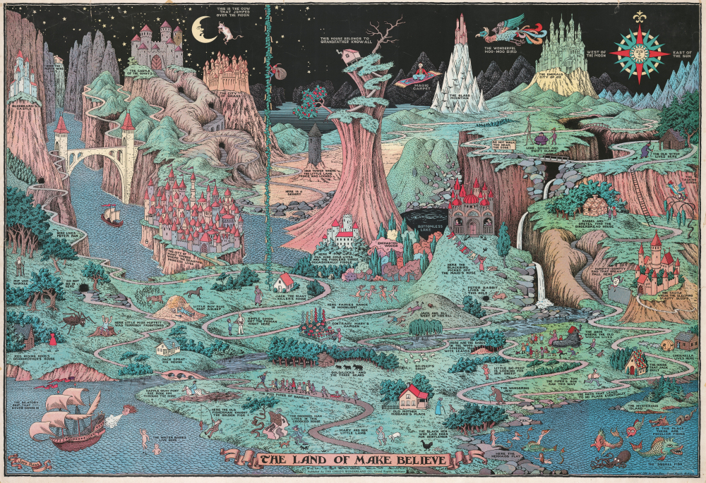 1930 Jaro Hess Map of the Land of Make Believe