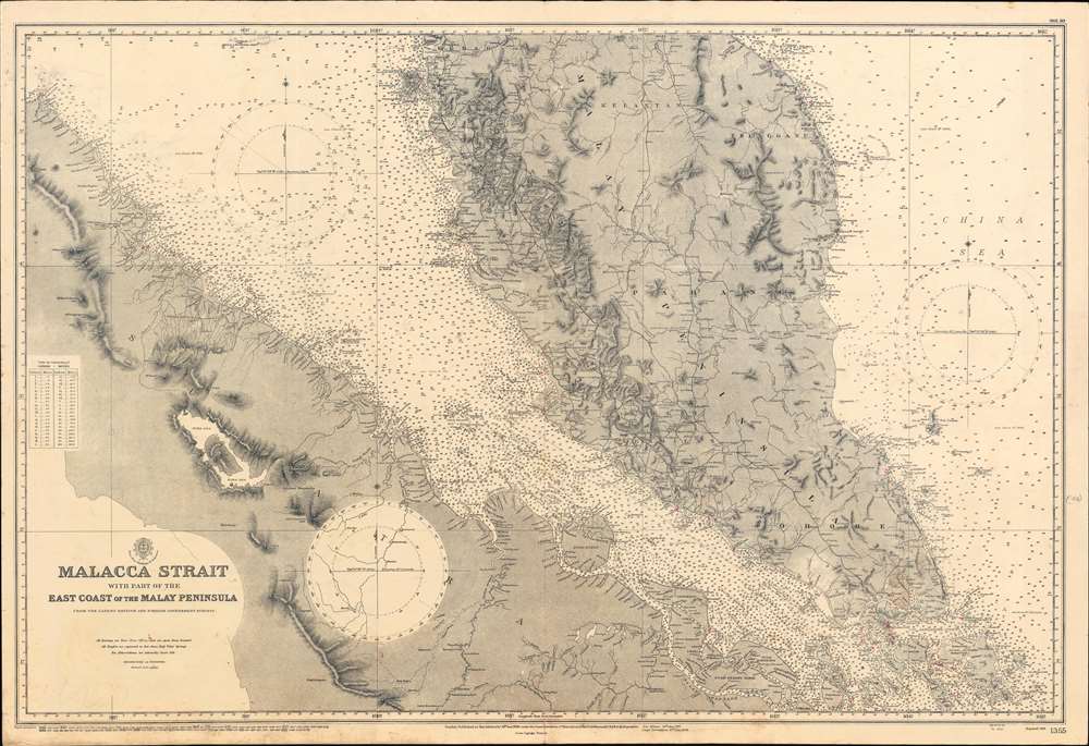 Malacca Strait with part of the East Coast of the Malay Peninsula from the latest British and Foreign Government Surveys. - Main View