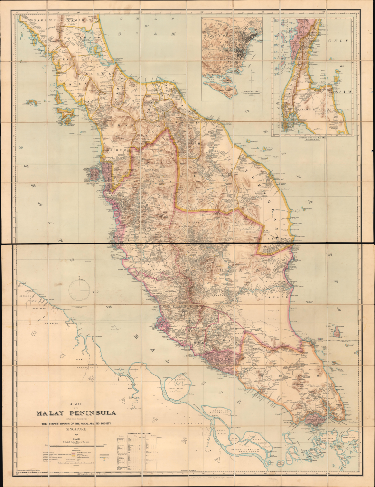 A Map of the Malay Peninsula Compiled by and Published for The Straits Branch of the Royal Asiatic Society Singapore. - Main View