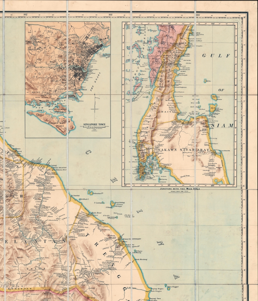 A Map of the Malay Peninsula Compiled by and Published for The Straits Branch of the Royal Asiatic Society Singapore. - Alternate View 3