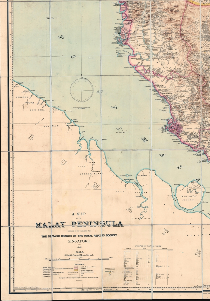 A Map of the Malay Peninsula Compiled by and Published for The Straits Branch of the Royal Asiatic Society Singapore. - Alternate View 4