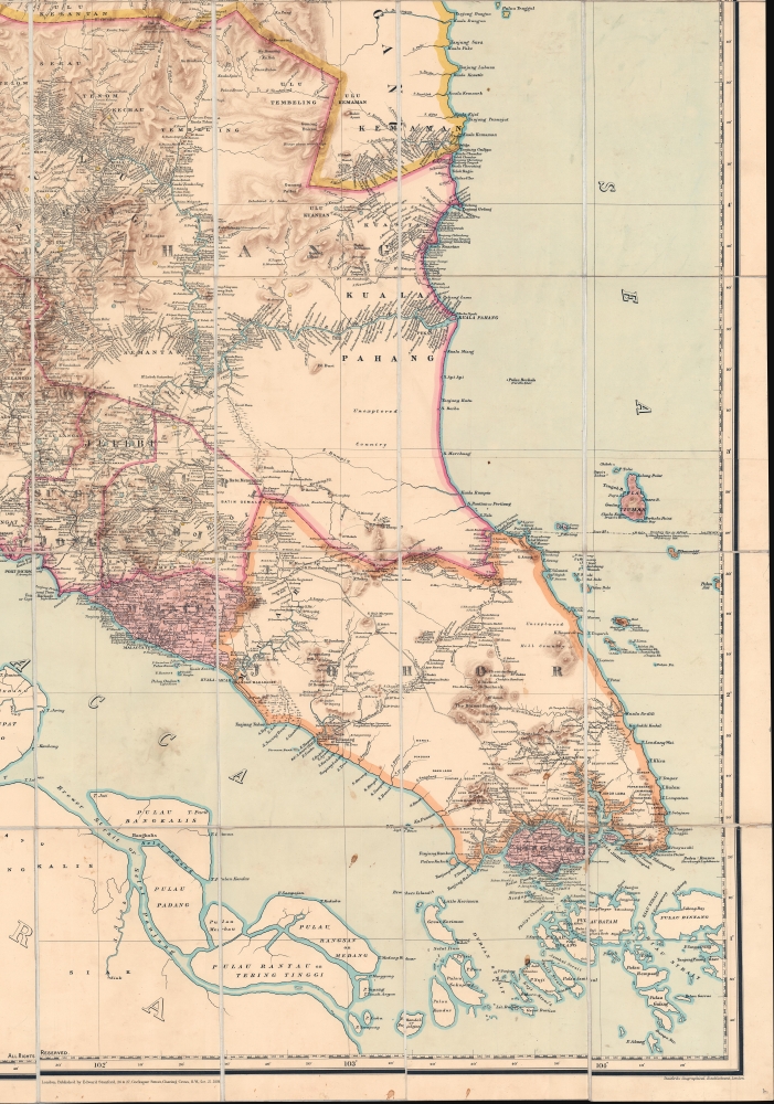 A Map of the Malay Peninsula Compiled by and Published for The Straits Branch of the Royal Asiatic Society Singapore. - Alternate View 5