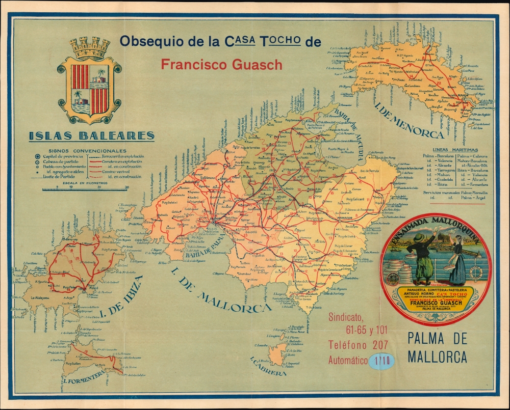 Islas Baleares. / Mapa de comunicaciones de Mallorca. - Main View