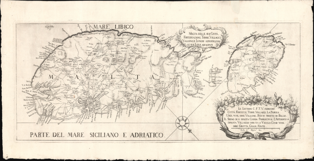 1772 Cientar Map of Malta and Gozo