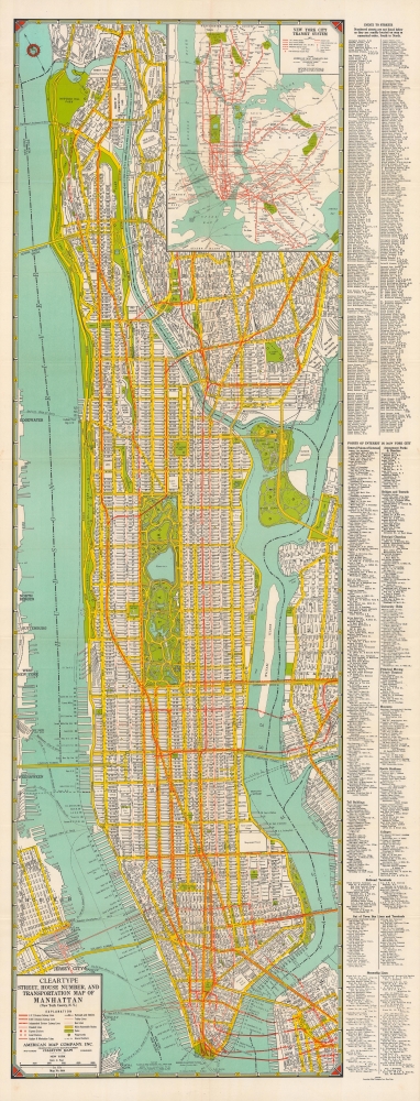 Cleartype street, house number, and transportation map of Manhattan (New York County, N.Y.). - Main View