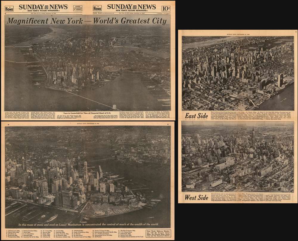 1952 New York Sunday News Panoramic Views of Manhattan