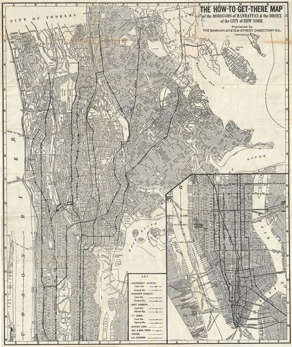 How-To-Get-There Map of the Boroughs of Manhattan and the Bronx of the City of New York. - Main View