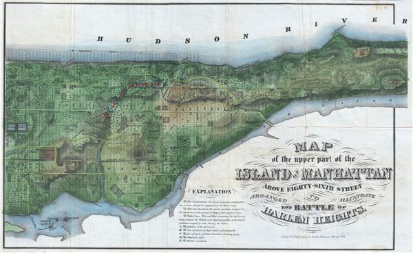 Map of the Upper Part of the Island of Manhattan above eighty-sixth street arranged to illustrate the Battle of Harlem Heights. - Main View