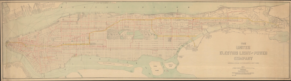 1903 Monaghan / United Light Electric and Power Wall Map of Manhattan