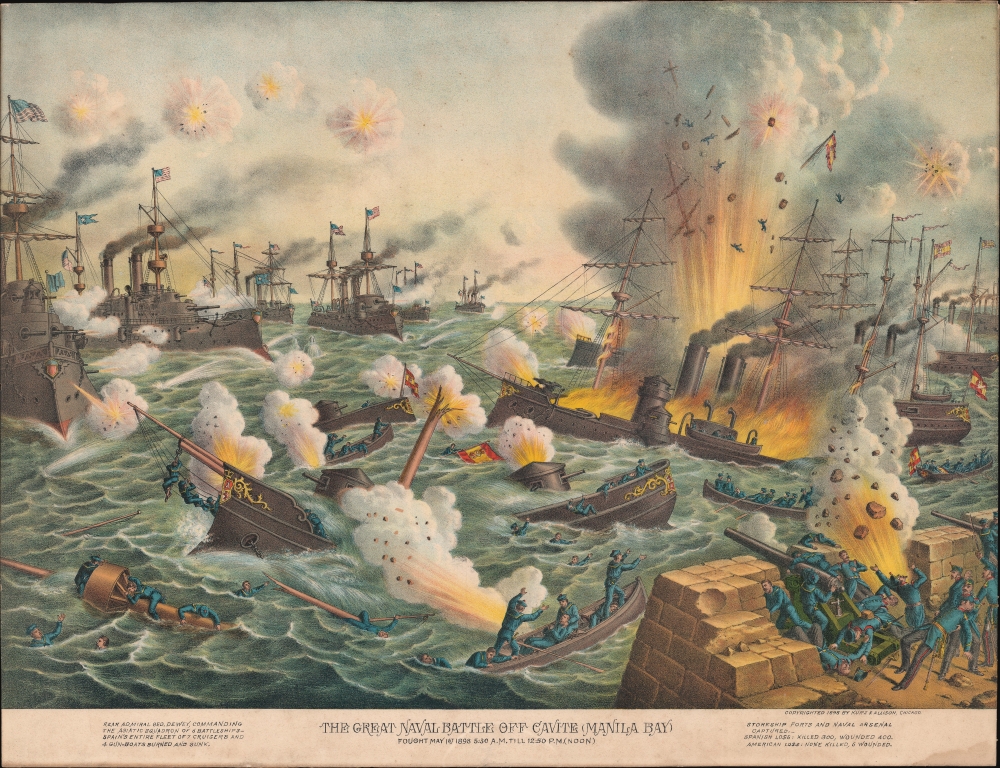 1898 Kurz Allison View of the Battle of Manila, Philippines
