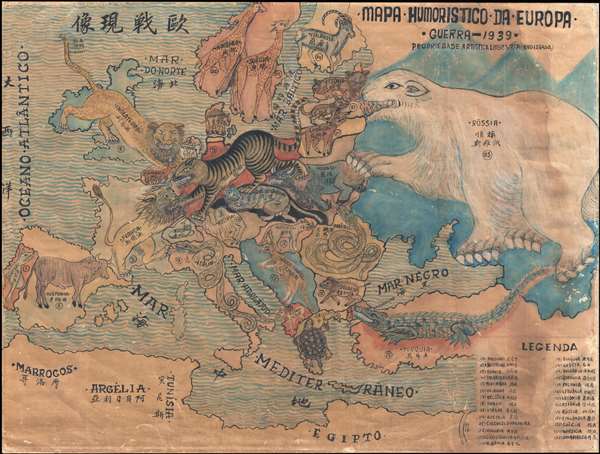 Mapa Humoristico Da Europa - Guerra -  1939    /   歐戰现像 - Main View