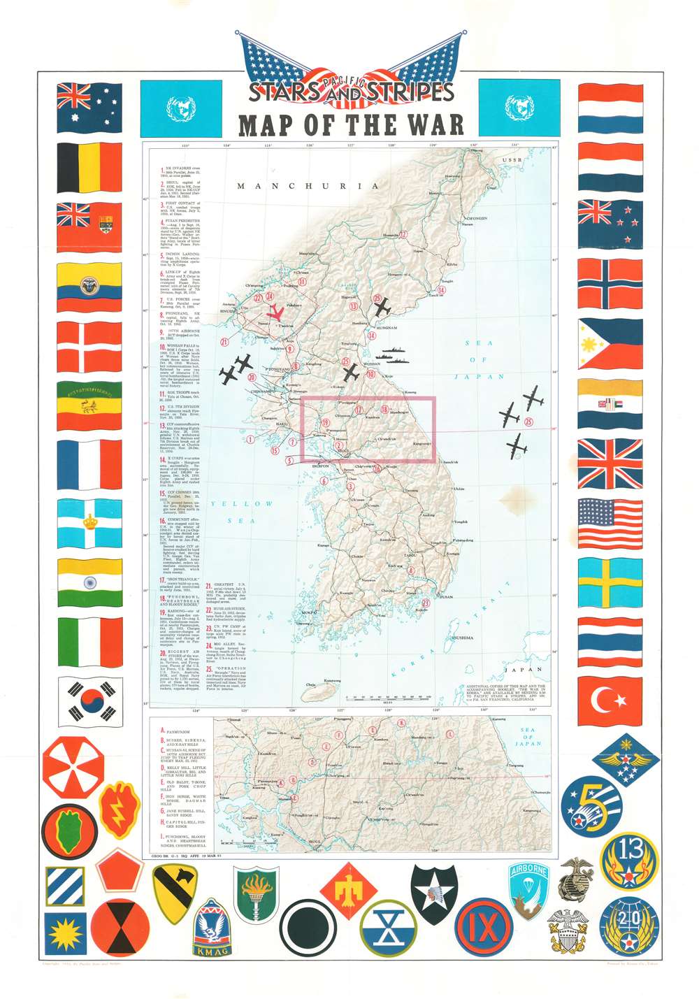 Pacific Stars and Stripes Map of the War. - Main View