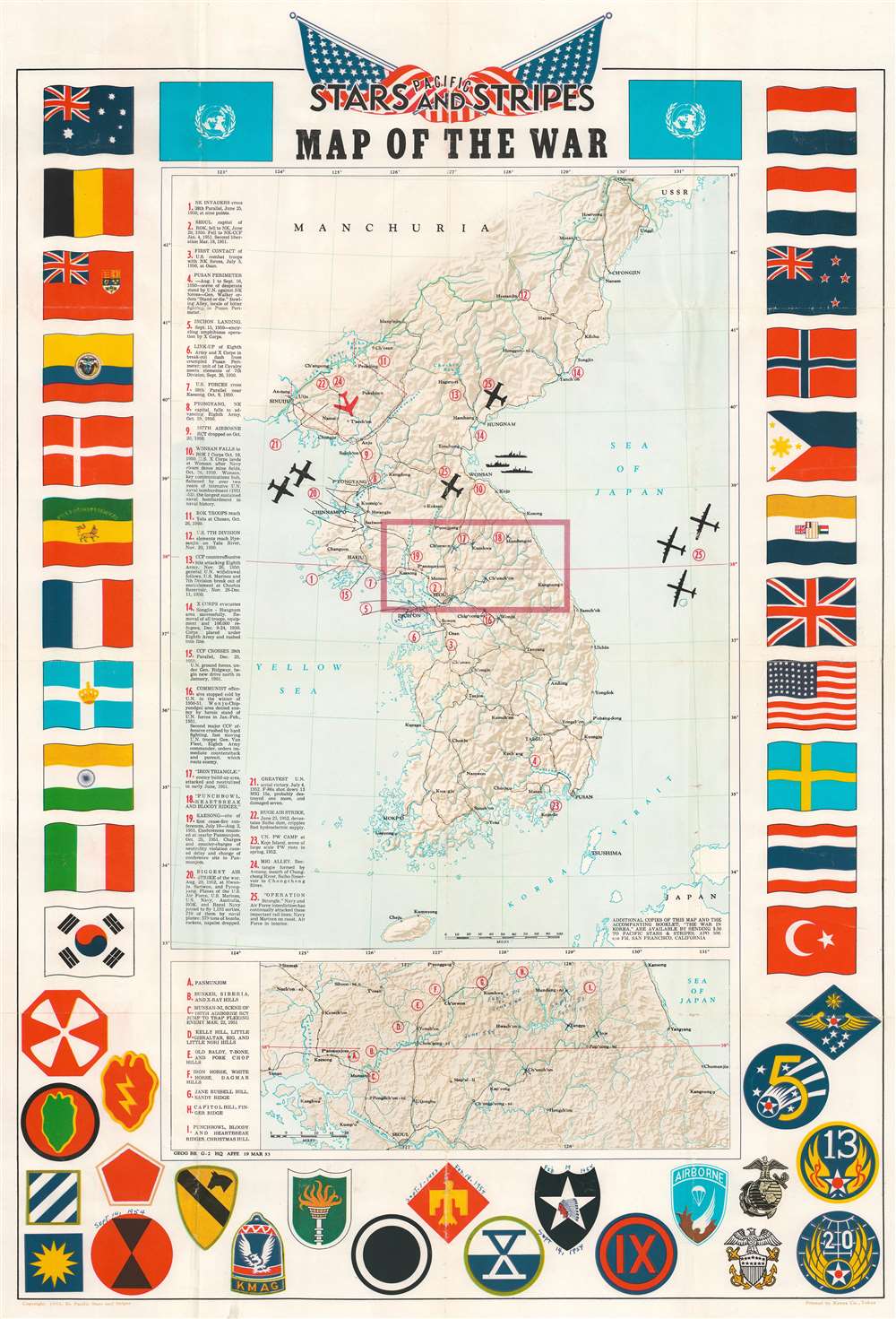 Pacific Stars and Stripes Map of the War. - Main View