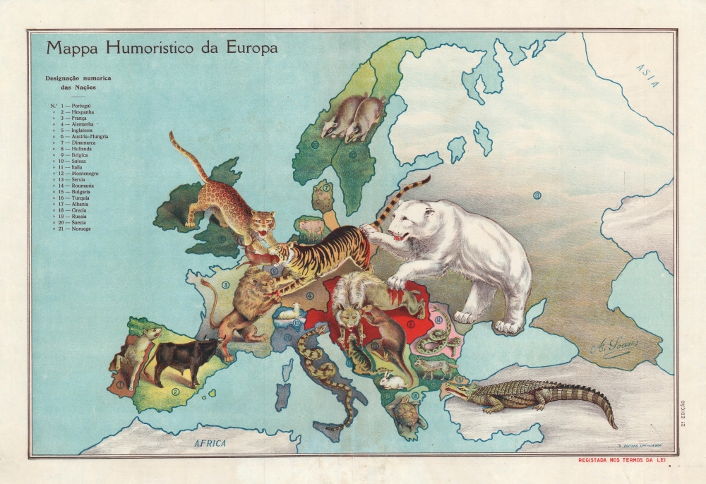 Mappa Humoristico da Europa.: Geographicus Rare Antique Maps