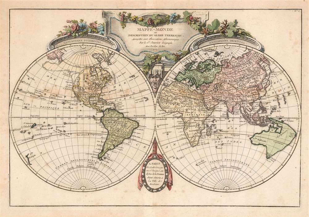 Mappe-Monde ou Description du Globe Terrestre, Assujettie aux Observations Astronomiques. - Main View