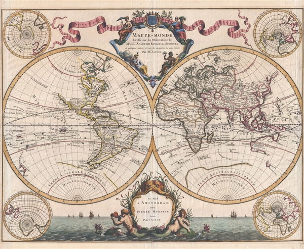 Mappe-Monde Dresse sur les Observations de Mrs. De L'Academie Royale des Sciences et quelques autres et sur les memories les plus recens. - Main View