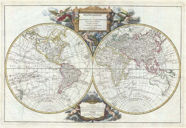 Mappemonde ou Description du Globe Terrestre; dressee sur les memoires les plus nouveaux, et assujettie aux observations astronomiques. - Main View