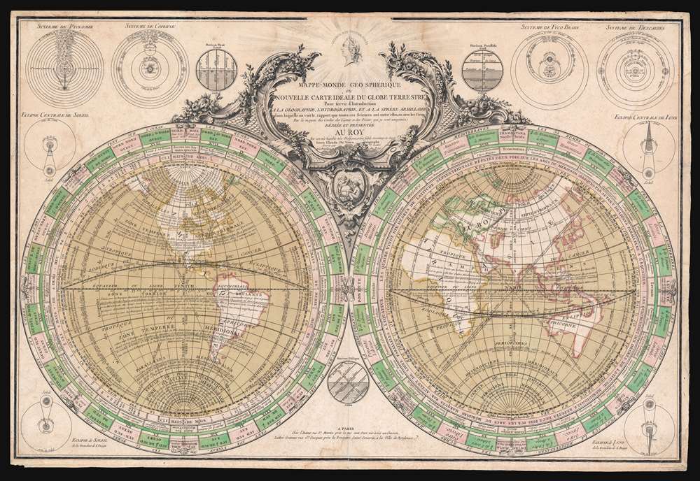 Mappe-Monde Geo Spherique ou Nouvelle Carte Ideale Du Globe Terrestre Pour servir d'Introduction a la Geographie, L'Hydrographie, et a la Sphere Armillaire . . . 1760. - Main View