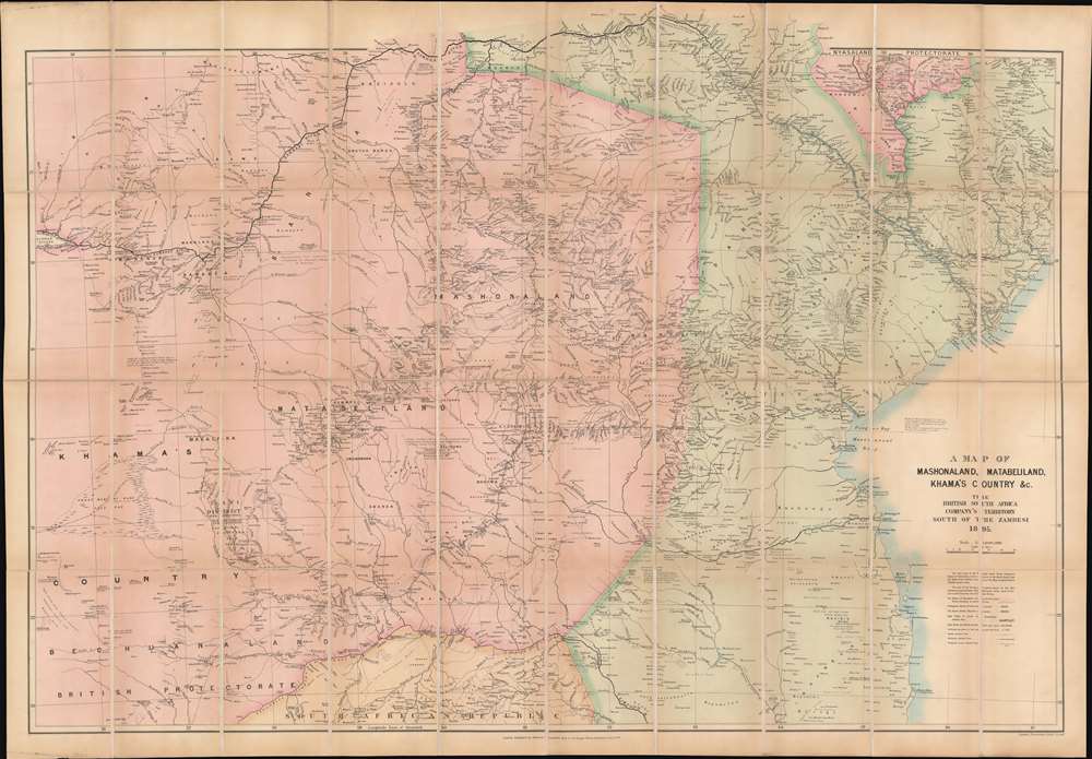 A Map of Mashonaland, Matabeliland, Khama's Country, etc. The British South Africa Company's Territory South of the Zambesi. - Main View