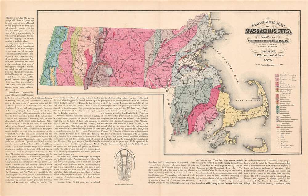 Geological Map of Massachusetts, Compiled by C. H. Hitchcock, Ph. D. Professor of Geology in Dartmouth College. - Main View