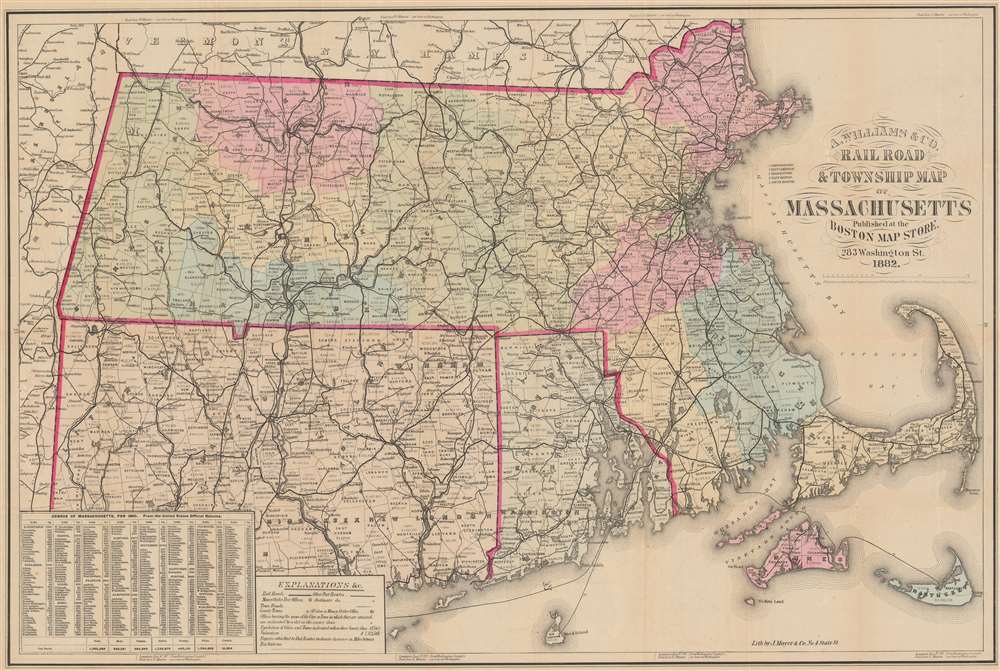 Railroad and Township Map of Massachusetts. - Main View