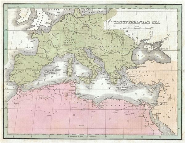 1835 Bradford Map of the Mediterranean Region