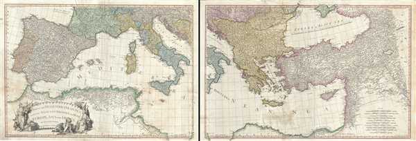 A Map of the Mediterranean Sea with the Adjacent Regions and Seas in Europe, Asia and Africa. - Main View