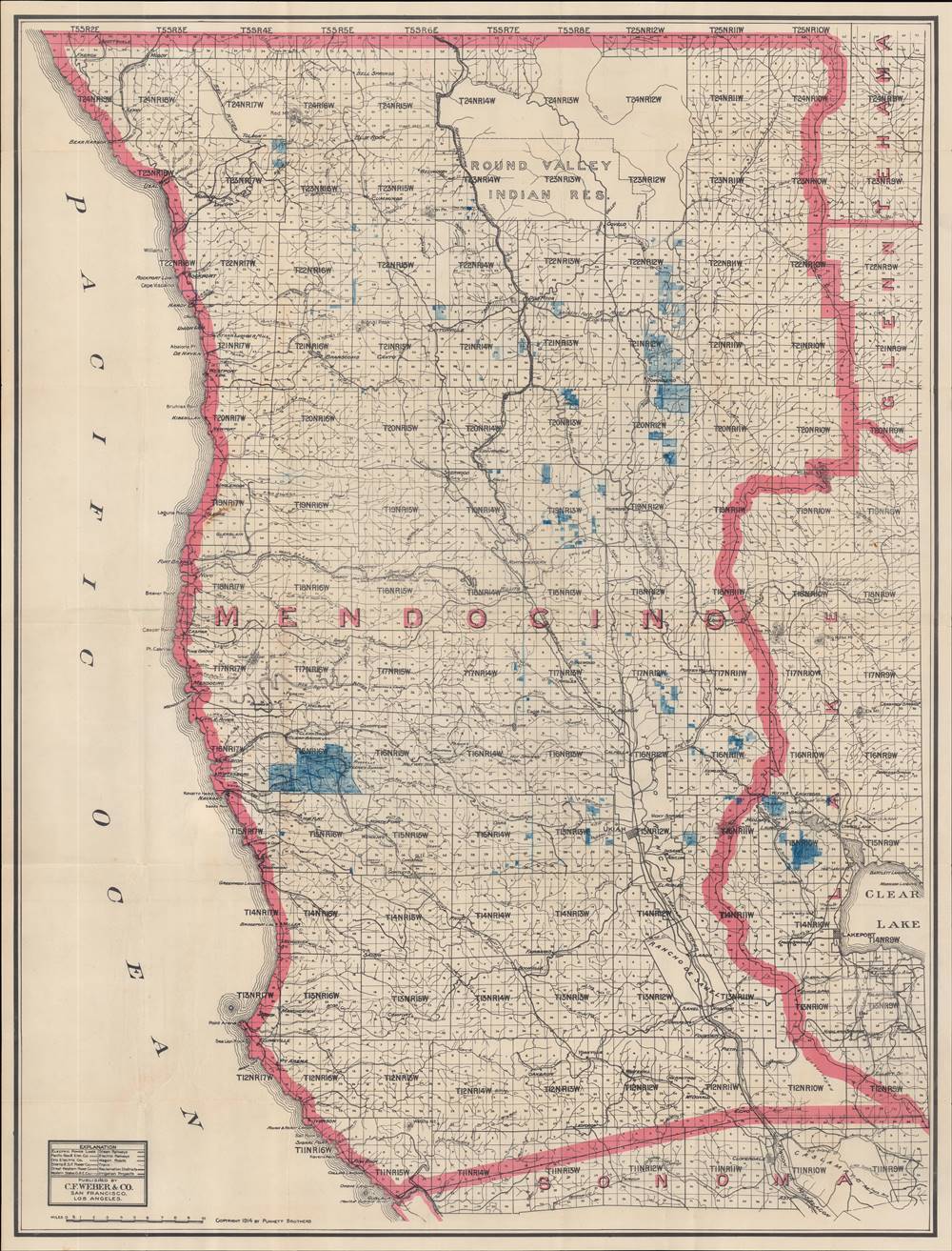 Weber's Map of Mendocino County California. - Main View
