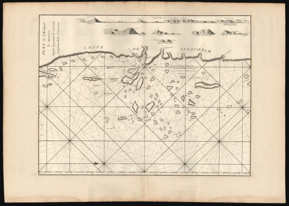 1745 Mannevillette First Edition Map of the Mergui Archipelago