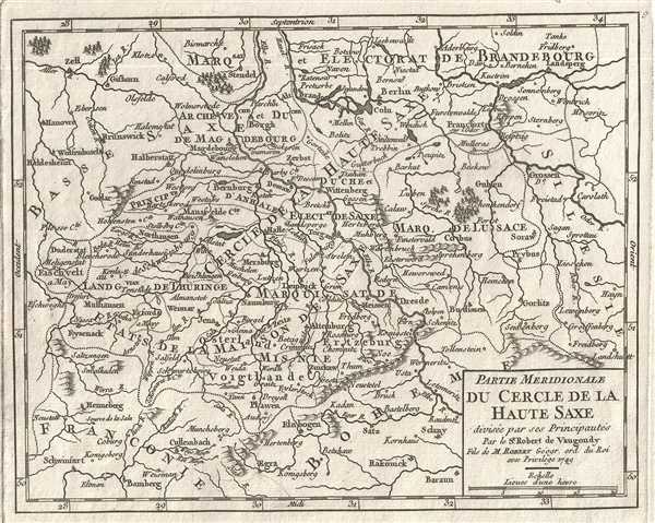 1749 Vaugondy Map of Southern Upper Saxony, Germany